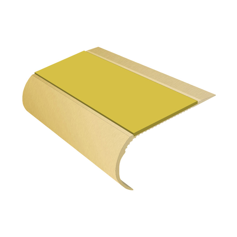 Bullnose Single Channel Aluminium Stair Nosing with Ramp Back Non-Slip PVC Inserts 70mm Tread 3.22m Length Ideal for Vinyl & Wood Flooring