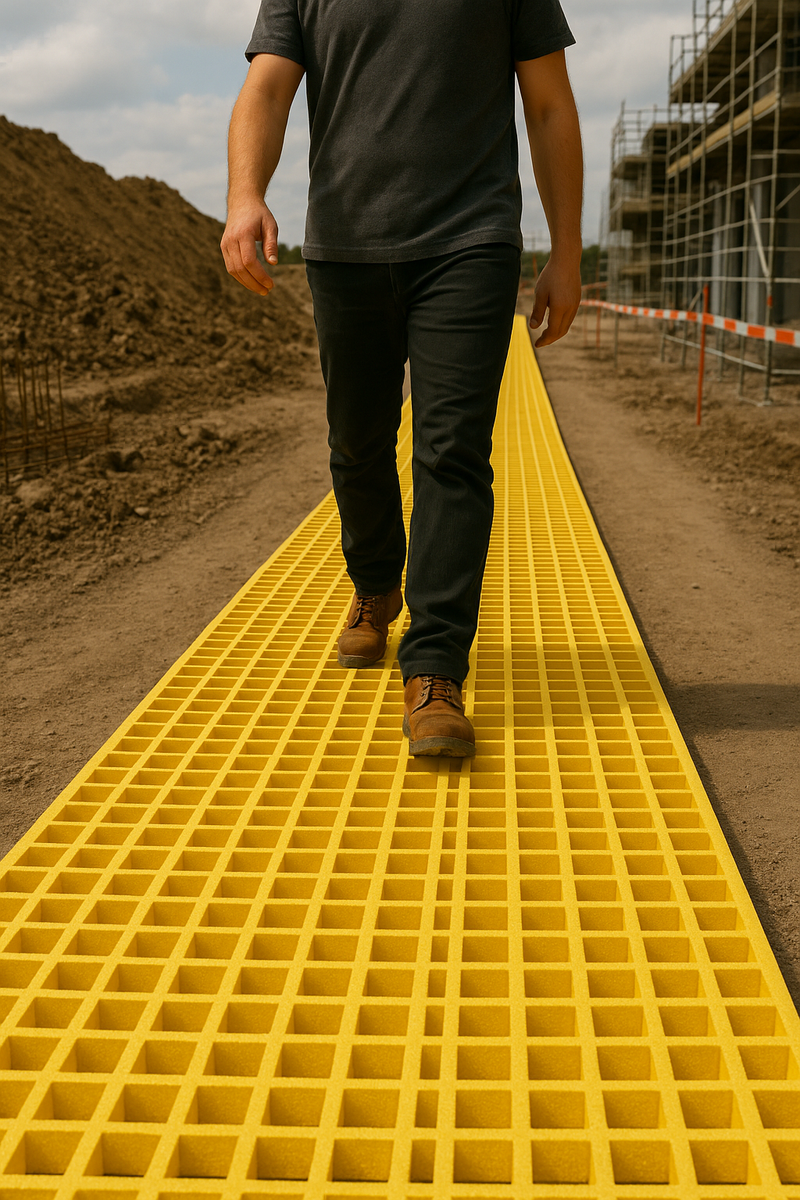 50mm GRP Open Mesh Grating for Ramps, Walkways & Covers - Slip-Resistant, Corrosion-Resistant - Ideal for Industrial & Chemical Environments