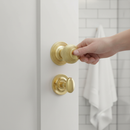 Premium Round Reeded Mortice Bathroom Door Knob Set - Polished Brass Finish with Complete Installation Kit and 10-Year Guarantee