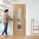 Premium Solid Engineered Oak Internal Door with Clear Glass Panel for Enhanced Light Entry
