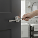 Premium Round Rose Lever Door Bathroom Handle Set - Polished Chrome Finish with Privacy Bullet Latch and Ergonomic Design