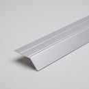 Silver anodised aluminium 31mm ramp threshold profile showing its flat top land, sloping front face and return lip