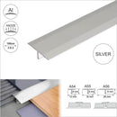 26mm T-bar floor transition strip in Silver finish - 1.0m and 2.5m lengths