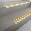 Aluminium Stair Nosing 62x32mm Square Edge, 5mm Gauge, Cut to Size 700-3200mm — Insert Colour: Gold Castellated