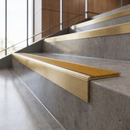 Solid Brass Stair Nosing with Carborundum Inserts, Custom Lengths — Anti-Slip Infill Colour: Amber