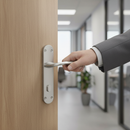 Premium Satin Chrome Lever on Backplate Door Handle Set with Matching Hinges and Stainless Steel Latch for Modern Elegance