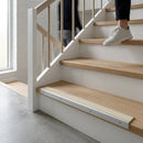 Silver aluminium stair nosing profile 60x32mm showing anti-slip grooved surface for indoor DDA compliance