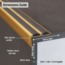 Slim stair nosing dimensions guide - 36mm wide x 20mm deep, 0.9m 1.8m 2.7m lengths, 5 finishes
