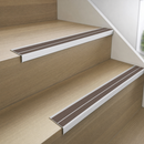 Aluminium Anti-Slip Stair Nosing 85x32mm Rakeback, Twin PVC Inserts, 11 Colours, 1m-3.22m — Insert Colour: Brown