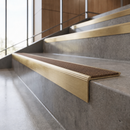 Solid Brass Stair Nosing with Carborundum Inserts, Custom Lengths — Anti-Slip Infill Colour: Hazelnut