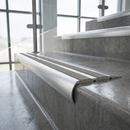 Aluminium Stair Nosing 77mm x 40mm, 5mm Gauge with Carborundum Insert — Anti-Slip Insert Colour: Portland Stone
