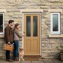 Premium Unfinished Oak External Door with 4 Panels and 2 Obscure Glass Inserts for Custom Finishing