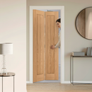 Premium Unfinished Internal Bi-Fold Door with Solid Core Construction and Customizable White Oak Finish for Space Optimization