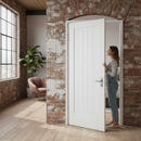 Premium White Internal Primed Cottage Barn Door with Solid Engineered Core and Customizable Finish for Timeless Charm