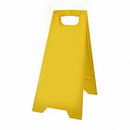 Bright yellow A-frame folding safety sign on a plain white studio background