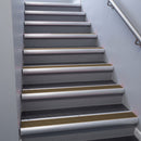 Mill Aluminium bullnose stair nosing 68x40mm with Bronze Aluminium insert, fitted to an interior stairwell