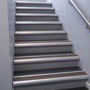 Mill Aluminium bullnose stair nosing 68x40mm with Peat Castellated insert, fitted to an interior stairwell