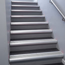 Mill Aluminium bullnose stair nosing 68x40mm with Polished Aluminium insert, fitted to an interior stairwell