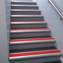 Mill Aluminium bullnose stair nosing 68x40mm with Poppy Castellated insert, fitted to an interior stairwell
