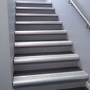 Mill Aluminium bullnose stair nosing 68x40mm with Satin Aluminium insert, fitted to an interior stairwell