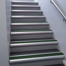 Mill Aluminium bullnose stair nosing 68x40mm with Spruce Castellated insert, fitted to an interior stairwell