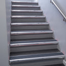 Polished Aluminium bullnose stair nosing 68x40mm with Regency Castellated insert, fitted to an interior stairwell