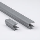 Aluminium bullnose tile-in stair nosing profile in matt silver, clean studio product shot