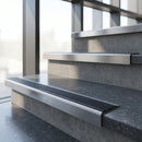 Aluminium Butt Edge Stair Nosing, Custom Lengths 250-2750mm professionally fitted in use