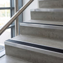 Aluminium Butt Edge Stair Nosing, Internal/External Use, Ridged Inserts professionally fitted in use