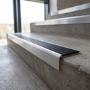 Aluminium Modular Stair Nosing, Custom Lengths with Carborundum Insert professionally fitted in use