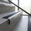 Aluminium Modular Stair Nosing, Cut To Size 250-2750mm, Carborundum Infill professionally fitted in use