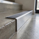 Aluminium Modular Stair Nosing with Carborundum Infill, Custom Lengths professionally fitted in use