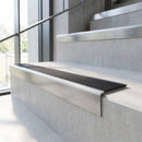 Aluminium Modular Stair Nosing with Carborundum Infill, Custom Lengths professionally fitted in use