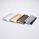 Aluminium ramp trim lengths in mill, satin gold, dark bronze and mirrorflect silver finishes