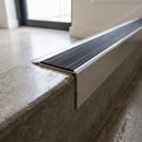 Aluminium Ramped Edge Stair Nosing, Custom Lengths 250-2750mm professionally fitted in use