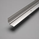 Length of 28x28mm anodised aluminium inner corner trim on a plain studio background showing the L section, ribbed faces and countersunk fixing holes