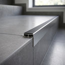 Aluminium Stair Nosing 45mm Tread Straight Edge Tile-In professionally fitted in use