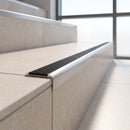 Aluminium Stair Nosing 45mm Tread Straight Edge Tile-In professionally fitted in use