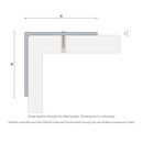 Cross-section drawing of the 45 x 40 x 2mm surface-mount aluminium stair nosing screw-fixed over a step