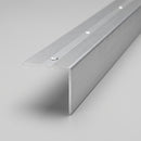 Silver anodised aluminium surface-mount stair nosing profile with a 45mm grooved top plate and 40mm front face
