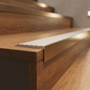 Aluminium Stair Nosing 59mm Tread Raked Back Profile in bronze finish fitted on a step edge