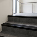Black Anodised finish with Black Smooth Textured insert - Aluminium Stair Nosing 63.3x30mm Square Front fitted to a step edge