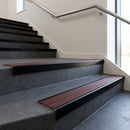 Black Anodised finish with Claret Castellated insert - Slimline Square Back Stair Nosing 59x30mm Aluminium fitted to a step edge