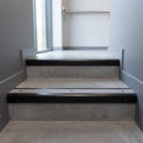 Black Anodised finish with Light Grey Smooth Textured insert - Aluminium Stair Nosing 59x30mm Square Back fitted to a step edge