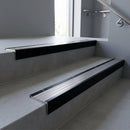 Black Anodised finish with Polished Aluminium insert - Slimline Square Back Stair Nosing 59x30mm Aluminium fitted to a step edge