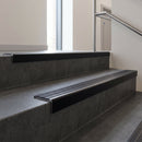 Black Anodised finish with Regency Castellated insert - Aluminium Stair Nosing 59x30mm Square Back fitted to a step edge