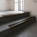 Bronze finish with Black Smooth Textured insert - Aluminium Stair Nosing 63.3x30mm Square Front fitted to a step edge