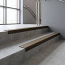 Bronze finish with Light Bronze Aluminium insert - Aluminium Stair Nosing 59x30mm Square Back fitted to a step edge