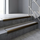 Bronze finish with Light Grey Smooth Textured insert - Slimline Square Back Stair Nosing 59x30mm Aluminium fitted to a step edge