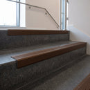 Bronze finish with Regency Castellated insert - Aluminium Stair Nosing 63.3x30mm Square Front fitted to a step edge